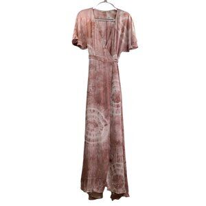 American Threads Women's Short Sleeve Tie Dye Wrap Dress Size M